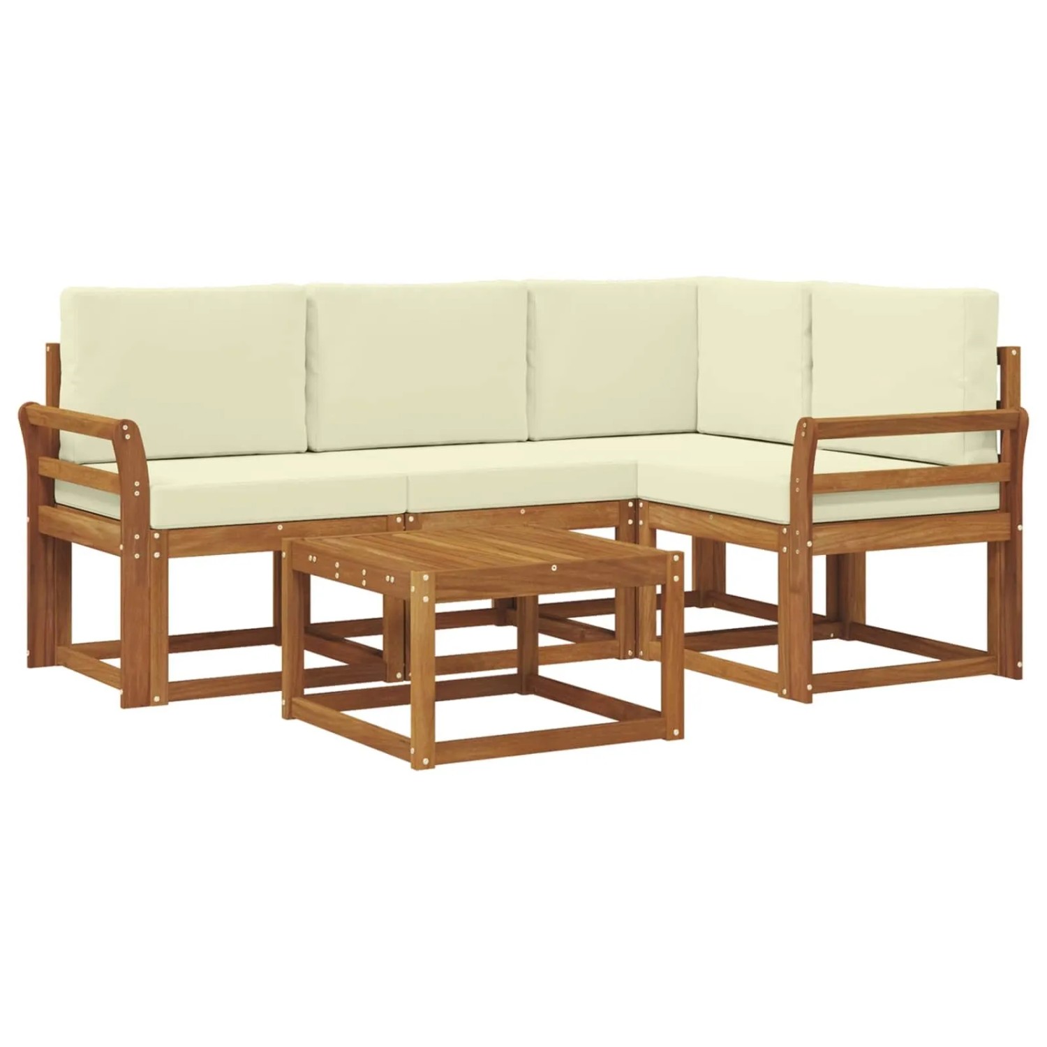vidaXL Outdoor-Sofagarnitur mit Kissen 5 Stk Natur und Creme 3366358