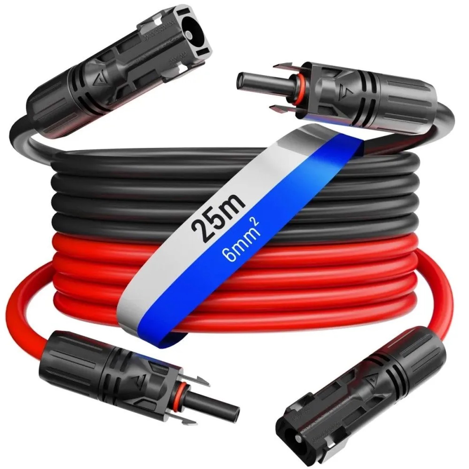hb-digital 2x 25m Solar Verlängerungskabel 6 mm² mit Stecker Schwarz/Rot