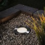 Paulmann LED-Bodeneinbaustrahler Plug & Shine, 24V, ZigBee, im Garten zwischen Steinen und Pflanzen.