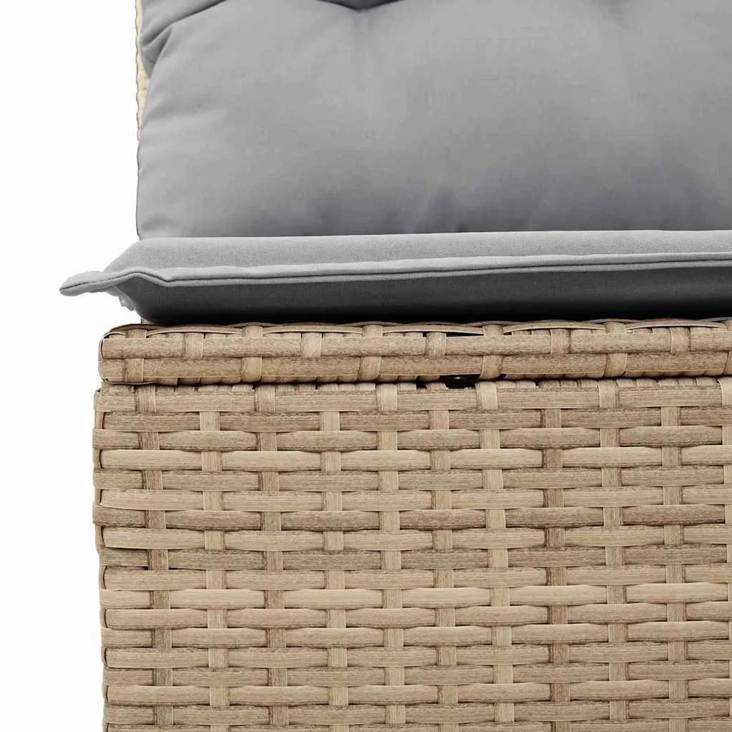 Detailansicht: Beige-graue vidaXL Garten Essgruppe mit Kissen, Rattan-Optik.