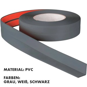 Graue, selbstklebende KARAT Weichsockelleiste Riga aus PVC, 19x19mm, 10 Meter Rolle.