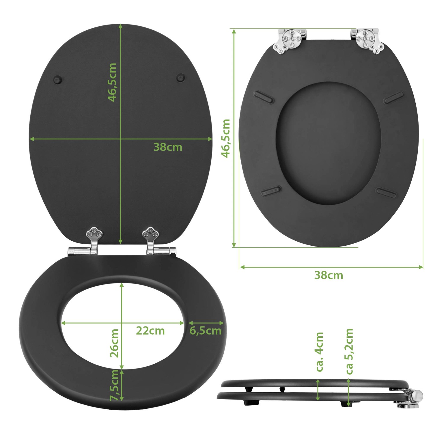Anthrazit WC-Sitz mit Absenkautomatik und Wetterleuchten Motiv. MDF Toilettendeckel für mehr Hygiene.