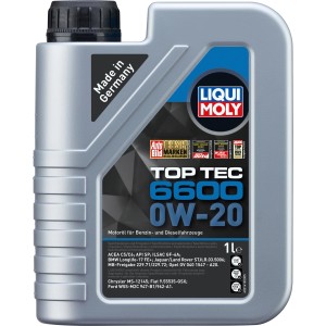 Liqui Moly Top Tec 6600 0W-20 Motoröl, 1 Liter Gebinde für Benzin- und Dieselfahrzeuge.