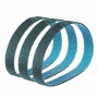 Drei grün-blaue Score-Abrasives Vlies Schleifbänder, spiralförmig, Zubehör für Schleifer.