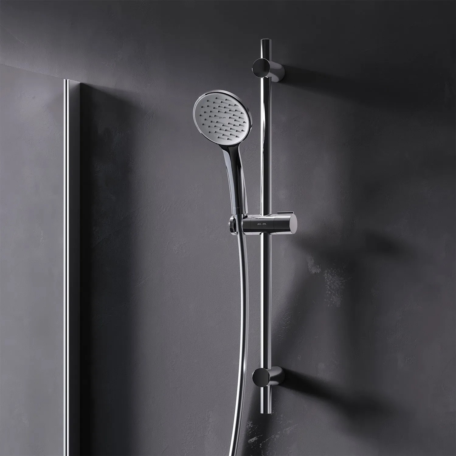 AM.PM Duschset Hit mit Handbrause, Duschstange und Schlauch in Chrom.