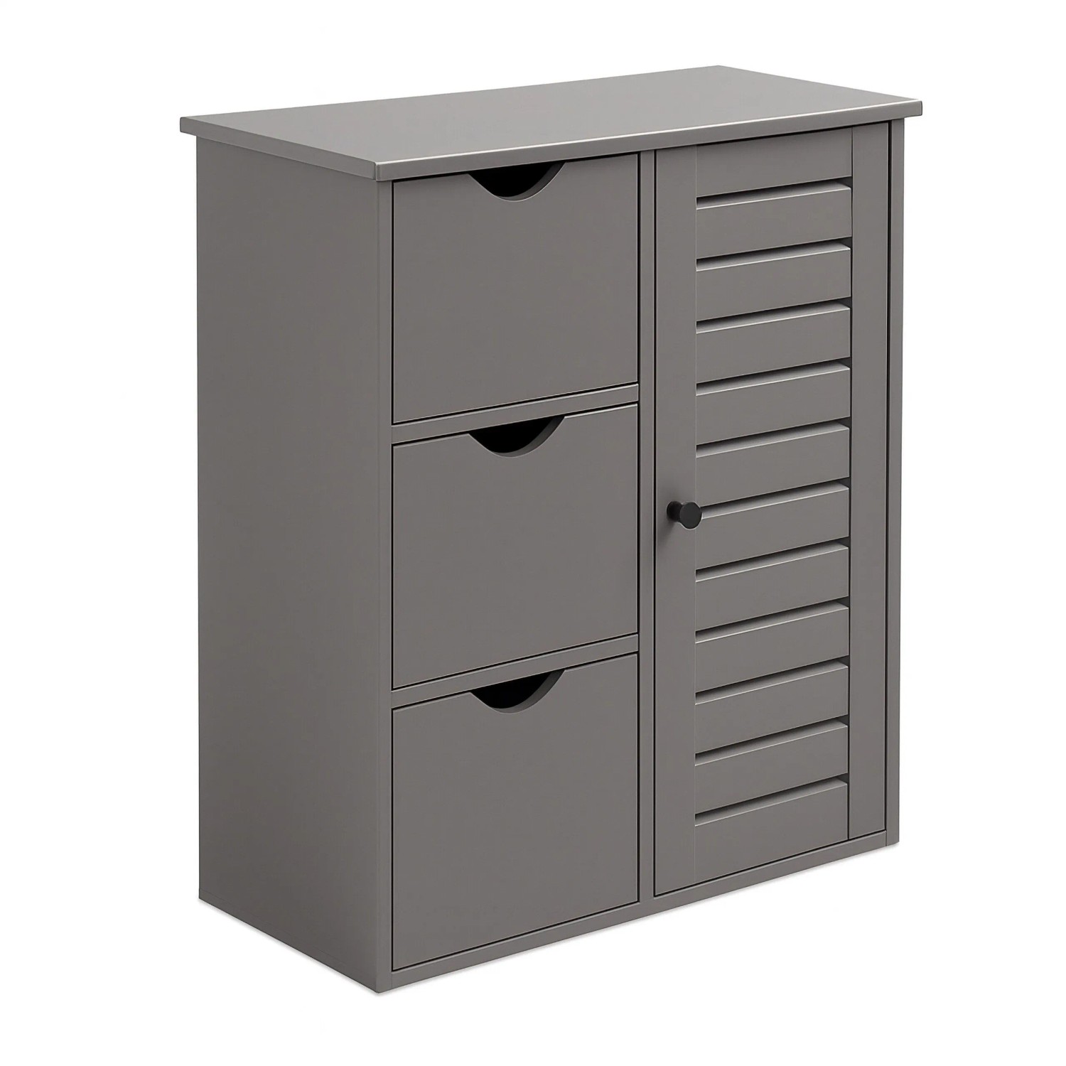 Relaxdays Badezimmerschrank Holzwerkstoff Grau mit 3 Schubladen 80 cm x 60 cm x 30 cm 24 kg