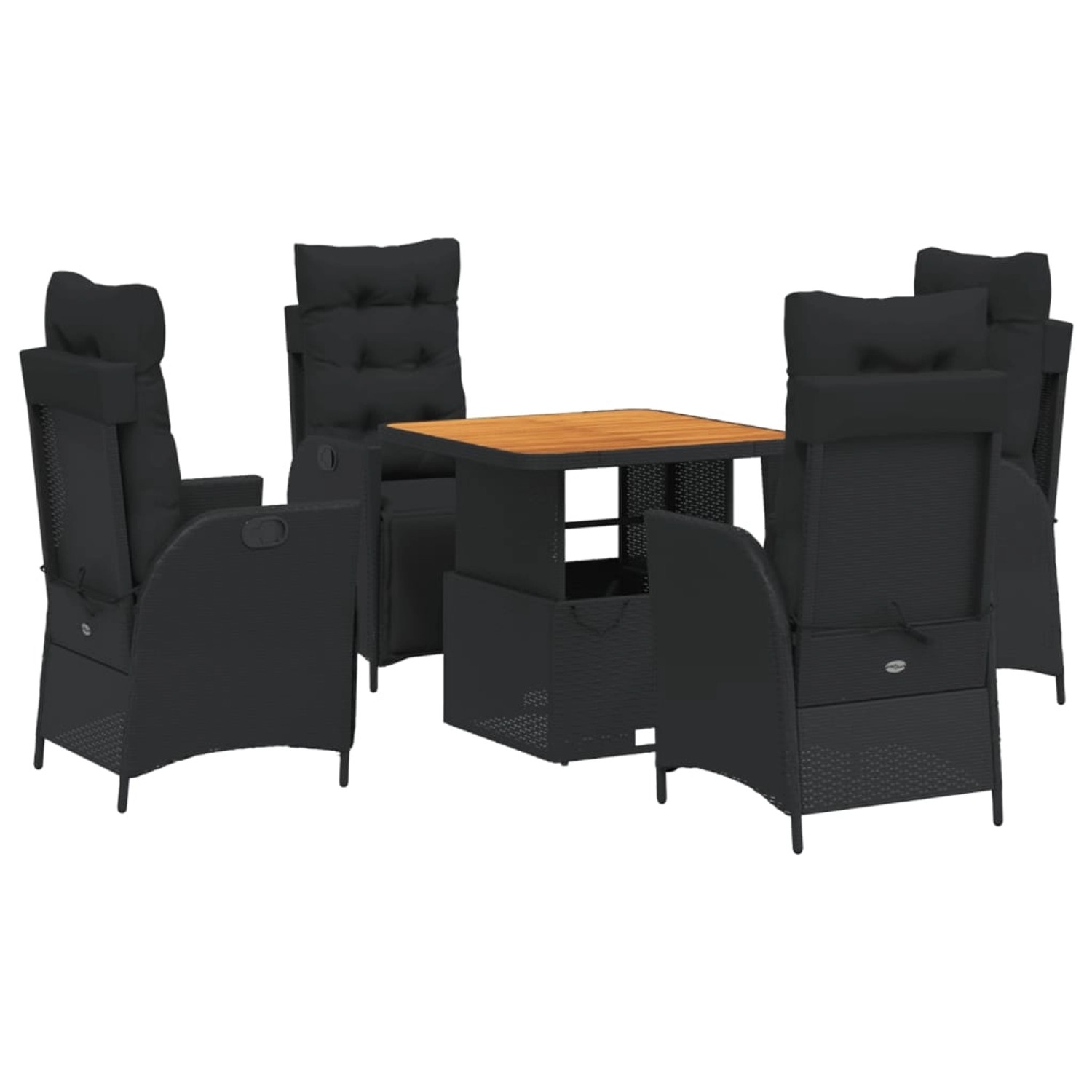 vidaXL 5-Tlg Garten-Essgruppe mit Kissen Schwarz Poly Rattan 3277448