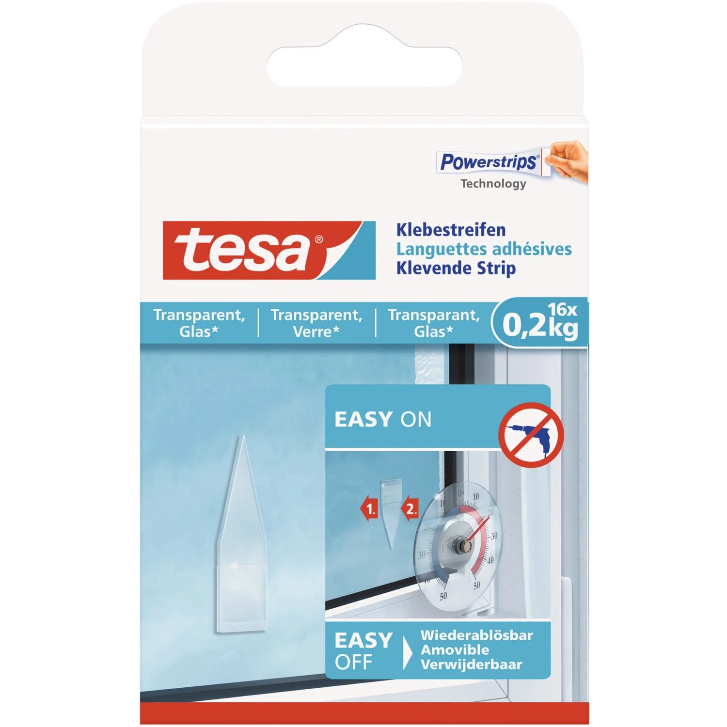 Tesa Klebestreifen für transparente Oberflächen und Glas