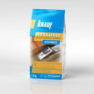 Knauf Flexkleber Schnell Grau, 1 kg Sack. Fliesenkleber für innen und außen, schnell begehbar.