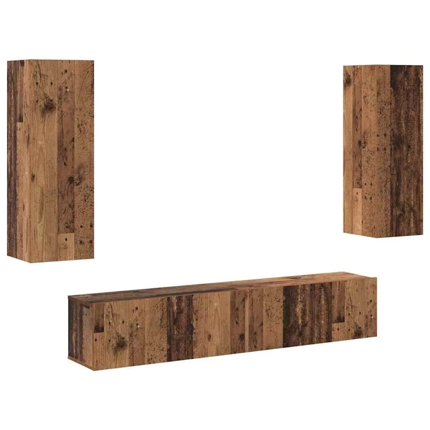 vidaXL TV-Schrankset Wandmontiert 4 Stk Altholz Holzwerkstoff 3393225