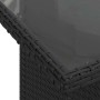 Detailansicht: Schwarzes Gartenmöbel-Set aus Poly Rattan mit Glasplatte.