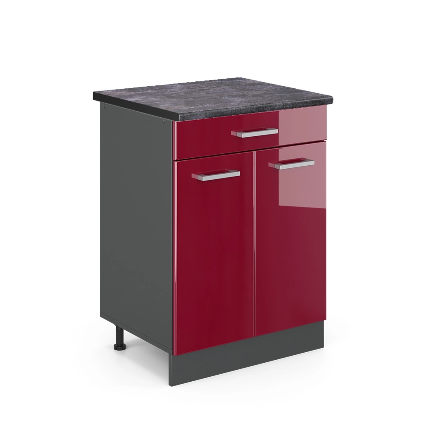 Vicco Küchenunterschrank R-Line Bordeaux Hochglanz 60 cm AP Anthrazit