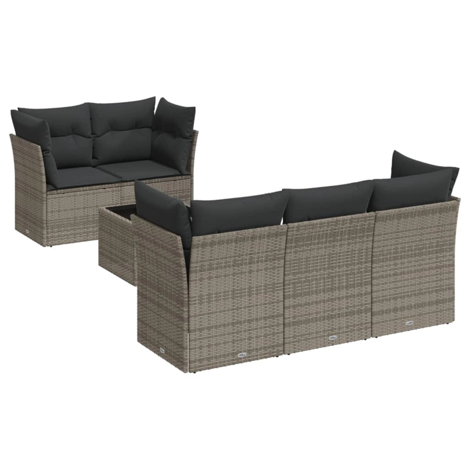 vidaXL 6-tlg Garten-Sofagarnitur mit Kissen Grau Poly Rattan Modell 44 günstig online kaufen