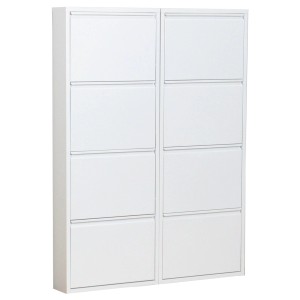 ebuy24 Pisa Schuhschrank mit 8 Klappen, Metall weiß. Schuhkommode, fertig montiert.