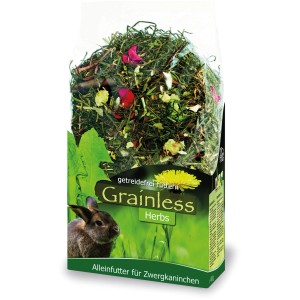 JR Farm Grainless Herbs Zwergkaninchenfutter 400g, Alleinfutter ohne Getreide mit Kräutern und Blüten.