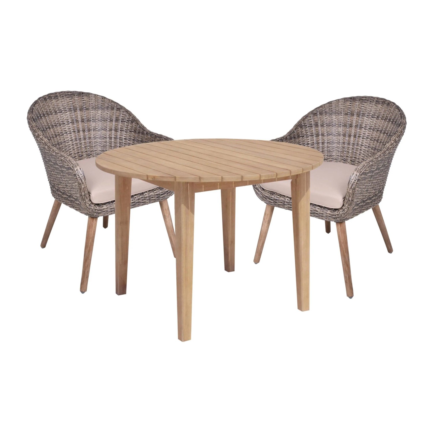 DELUKE Garten-Sitzgruppe CITY 3-tlg. Akazie Dunkelbraun Gartenmöbel-Set Garten-Essgruppe Stühle Esstisch