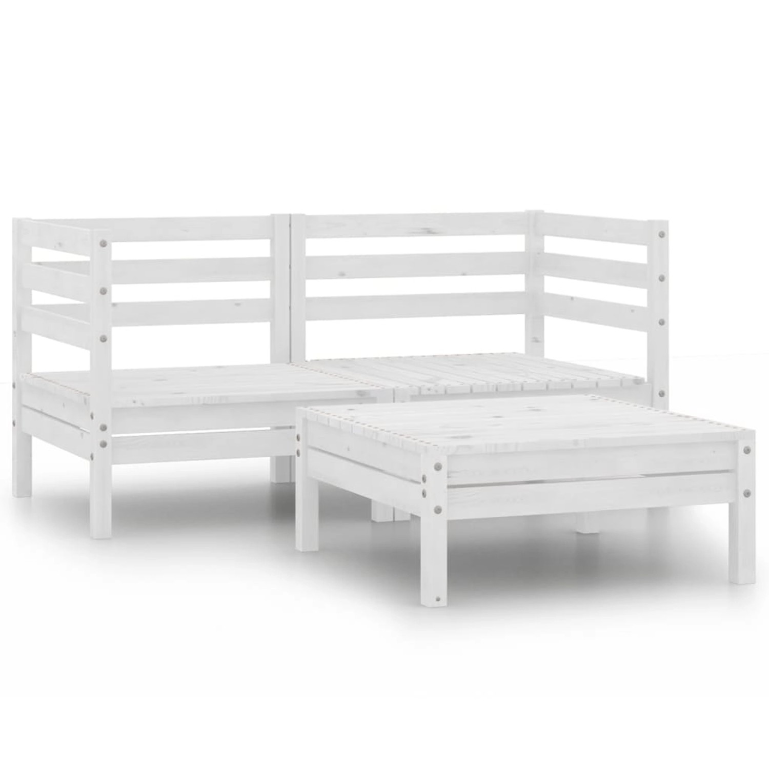 vidaXL 3-Tlg Garten-Lounge-Set Weiß Kiefer Massivholz 3082393 günstig online kaufen