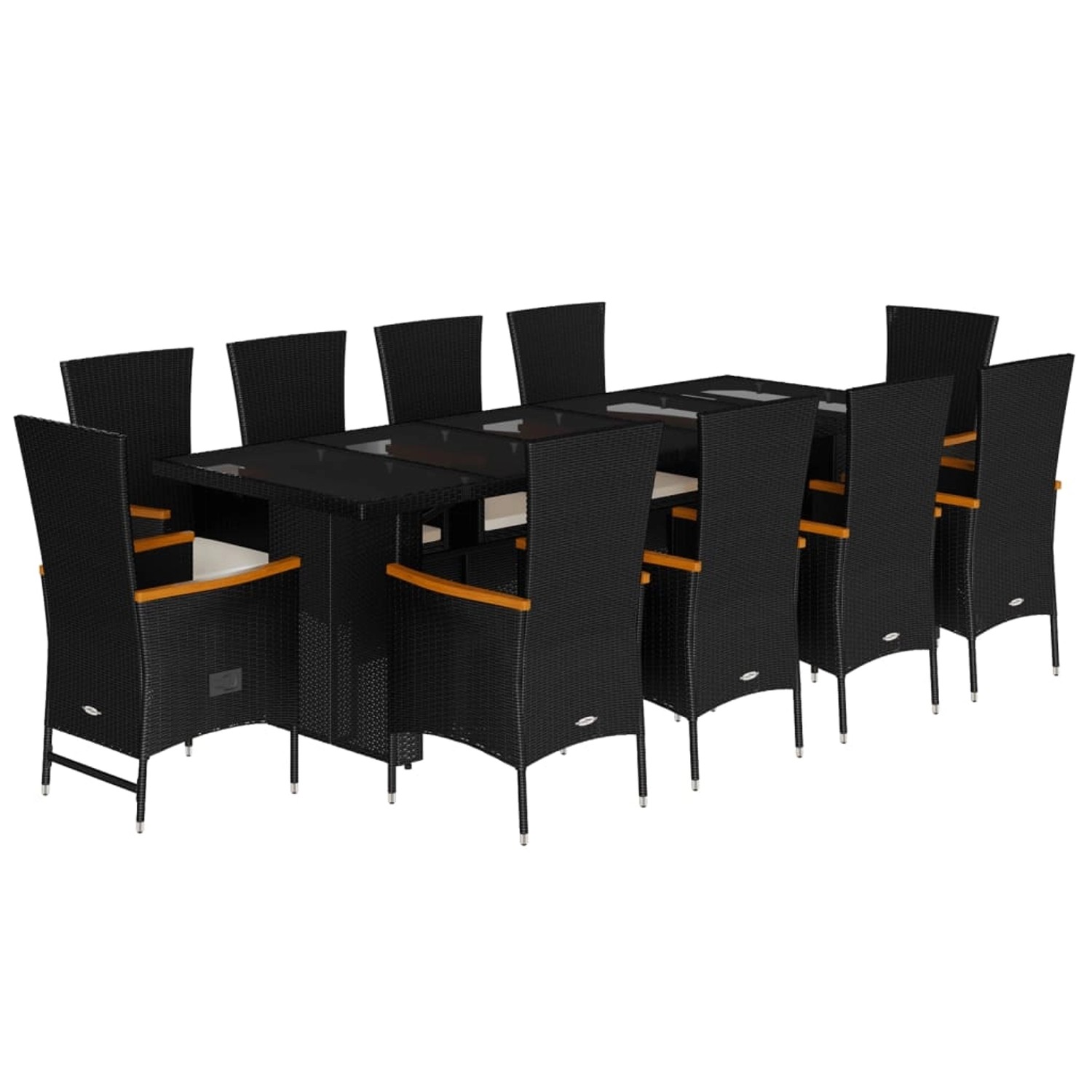 vidaXL 11-Tlg Garten-Essgruppe mit Kissen Schwarz Poly Rattan 3277537 günstig online kaufen