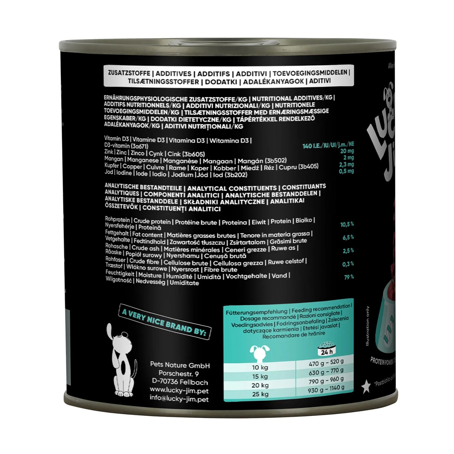 Lucky Jim Hunde-Nassfutter Mono Pferd, 800g Dose. Alleinfutter mit Pferdefleisch.