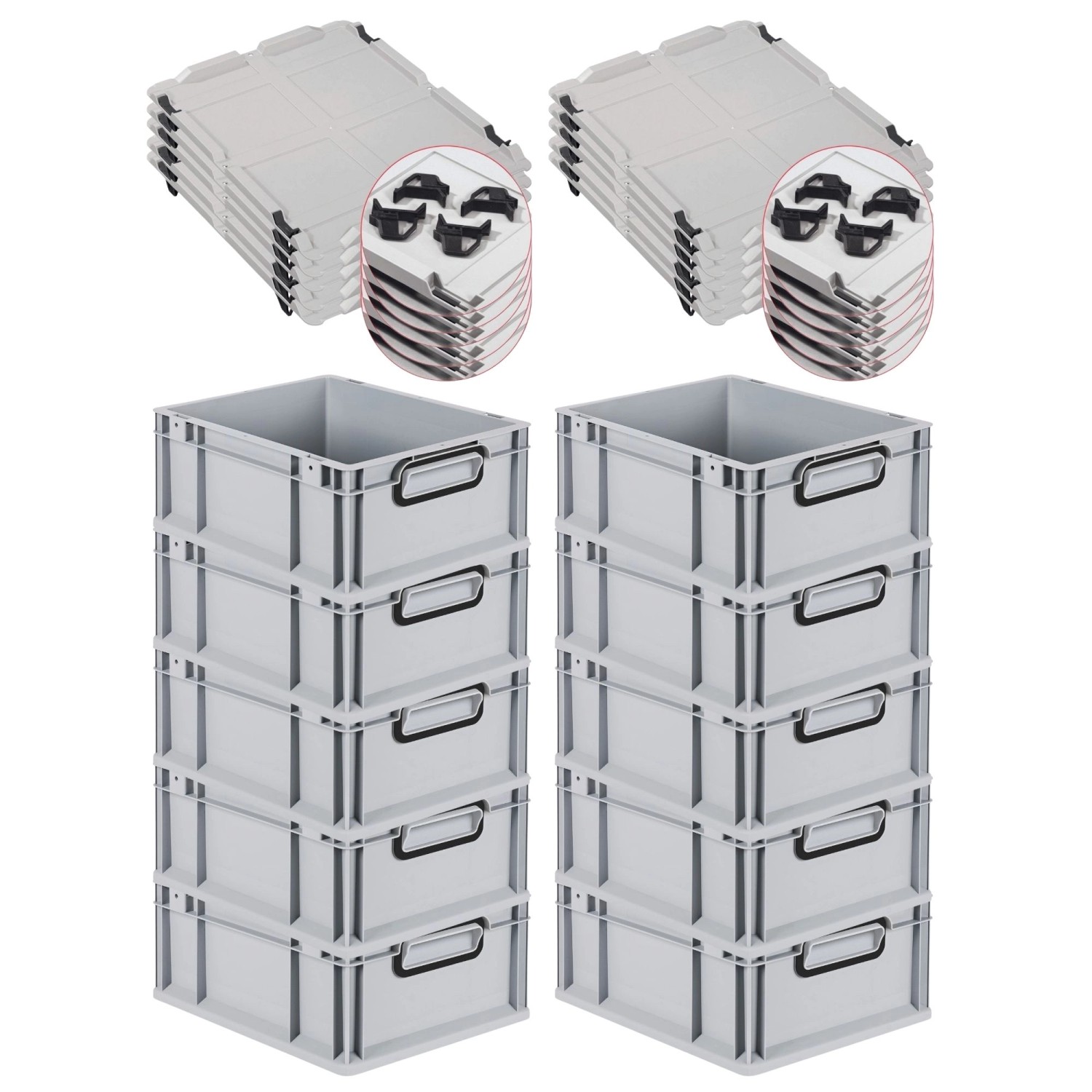 PROREGAL SuperSparSet 10x Eurobox Nextgen Color Mit Auflagedeckel HxBxT 17x günstig online kaufen