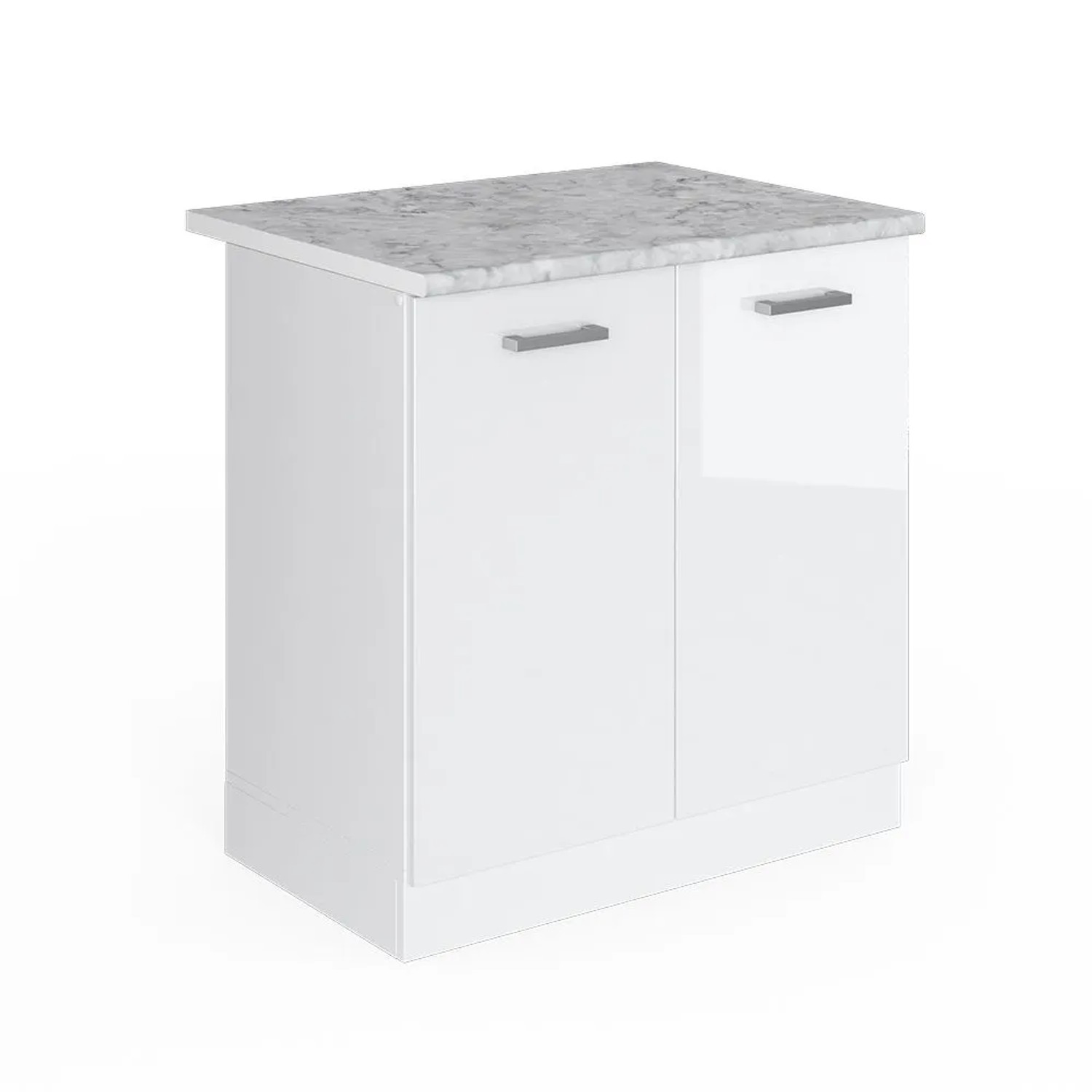 Vicco Spülenunterschrank R-Line Küchenunterschrank für die Spüle Weiß Hochglanz Weiß 80 cm AP Marmor