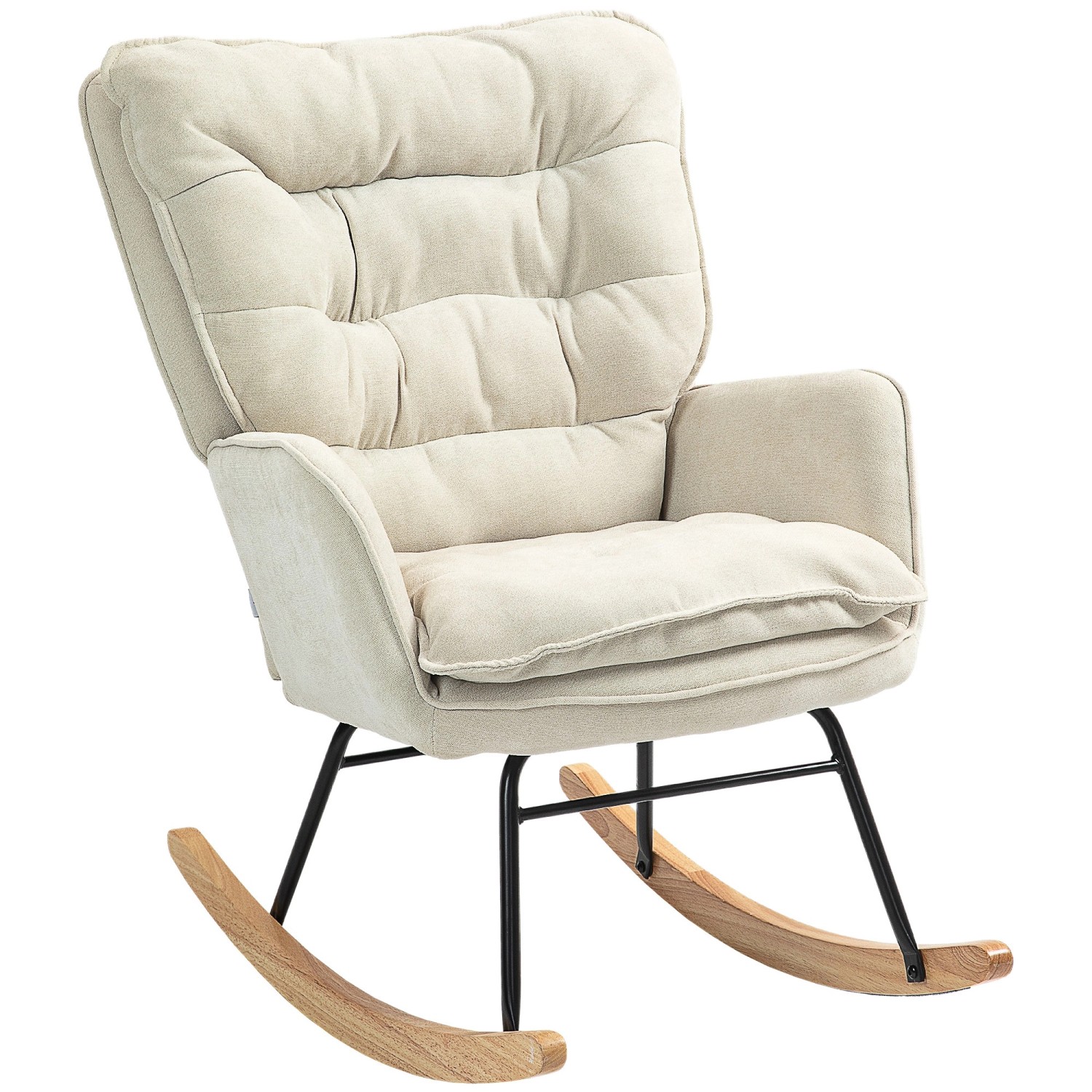 HOMCOM Schaukelstuhl Polyester Schaumstoff Beige 71L x 98,5B x 97H cm