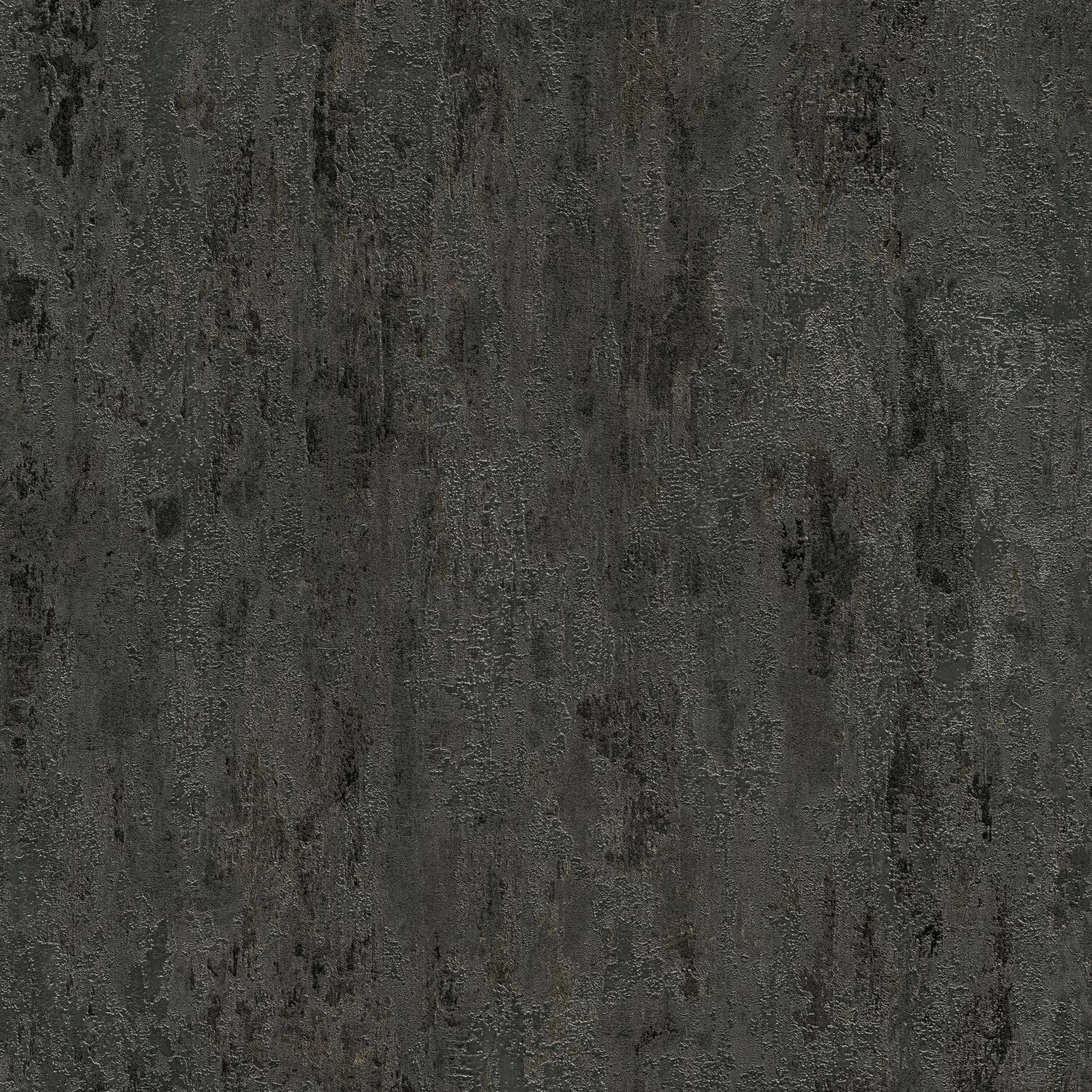 PROFHOME 326515-GU Ton-in-Ton Tapete Uni glänzend Schwarz Silber Grau 0,53 m x 10,05 m 5,33 m2 Schwarz