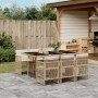 Beige 7-tlg. vidaXL Garten-Essgruppe aus Rattan mit Kissen für Terrasse und Garten.