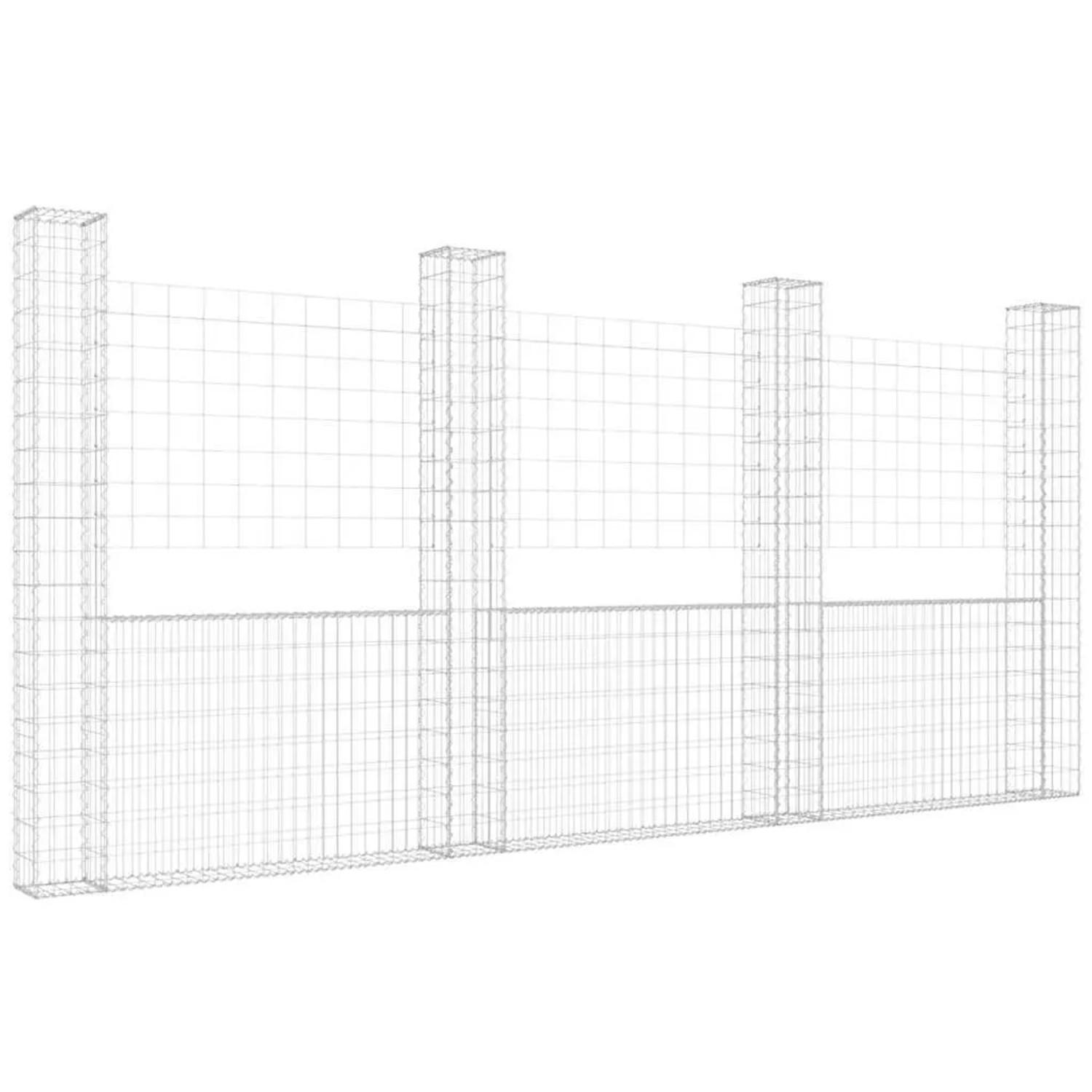 vidaXL Gabionenkorb U-Form mit 4 Säulen Eisen 380x20x200 cm 151291