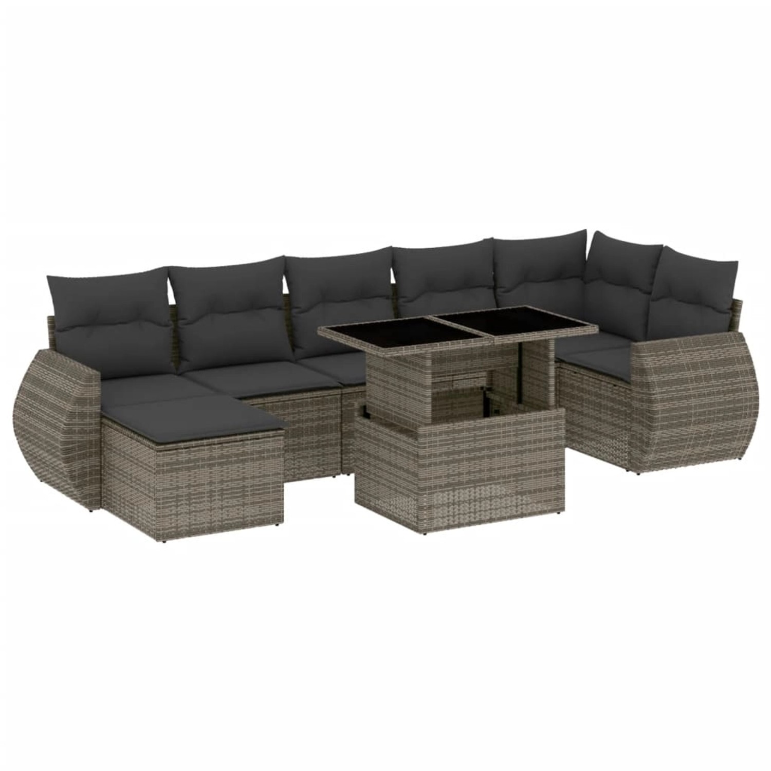vidaXL 8-Tlg Garten-Sofagarnitur mit Kissen Grau Poly Rattan 3268690 günstig online kaufen