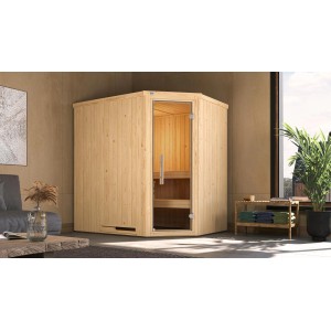 Weka Elementsauna Varberg 1 Sparset mit Glastür, Fichtenholz, 4,5 kW Ofen und Zubehör.