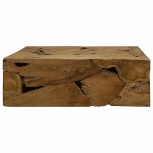Rustikaler Couchtisch aus Teakholz, 90x50x30 cm, braun. Wohnzimmertisch im Naturholz-Design.