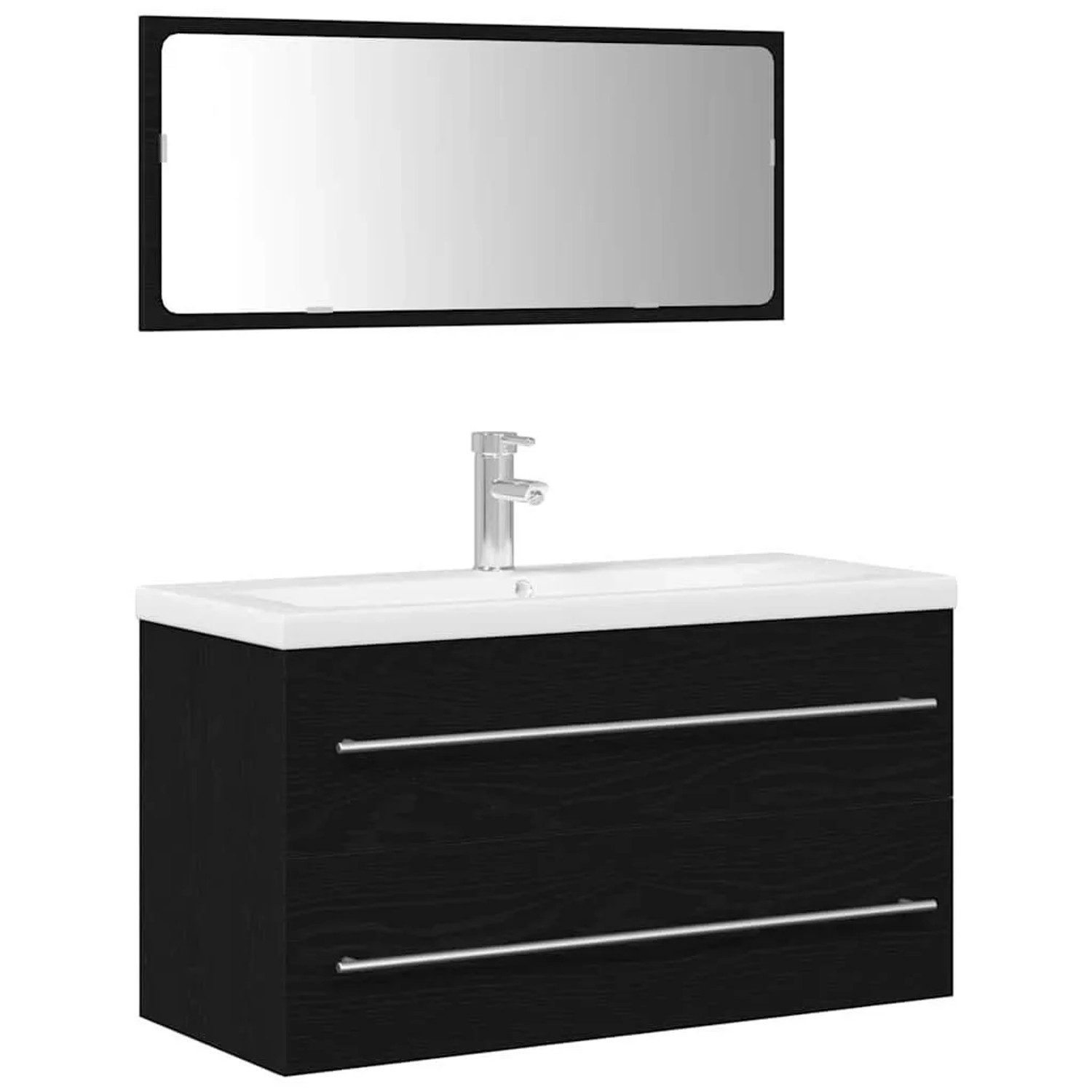 vidaXL Waschbeckenschrank mit Schubladen 3-Tlg Schwarz Eichen-Optik 3333131 günstig online kaufen