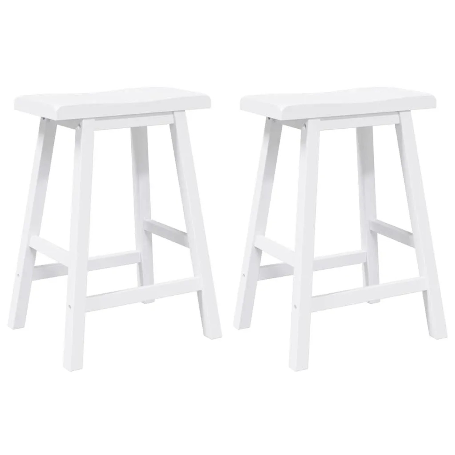 Thumbnail - vidaXL Barhocker 2 Stk Weiß Massivholz Gummibaum 4102546