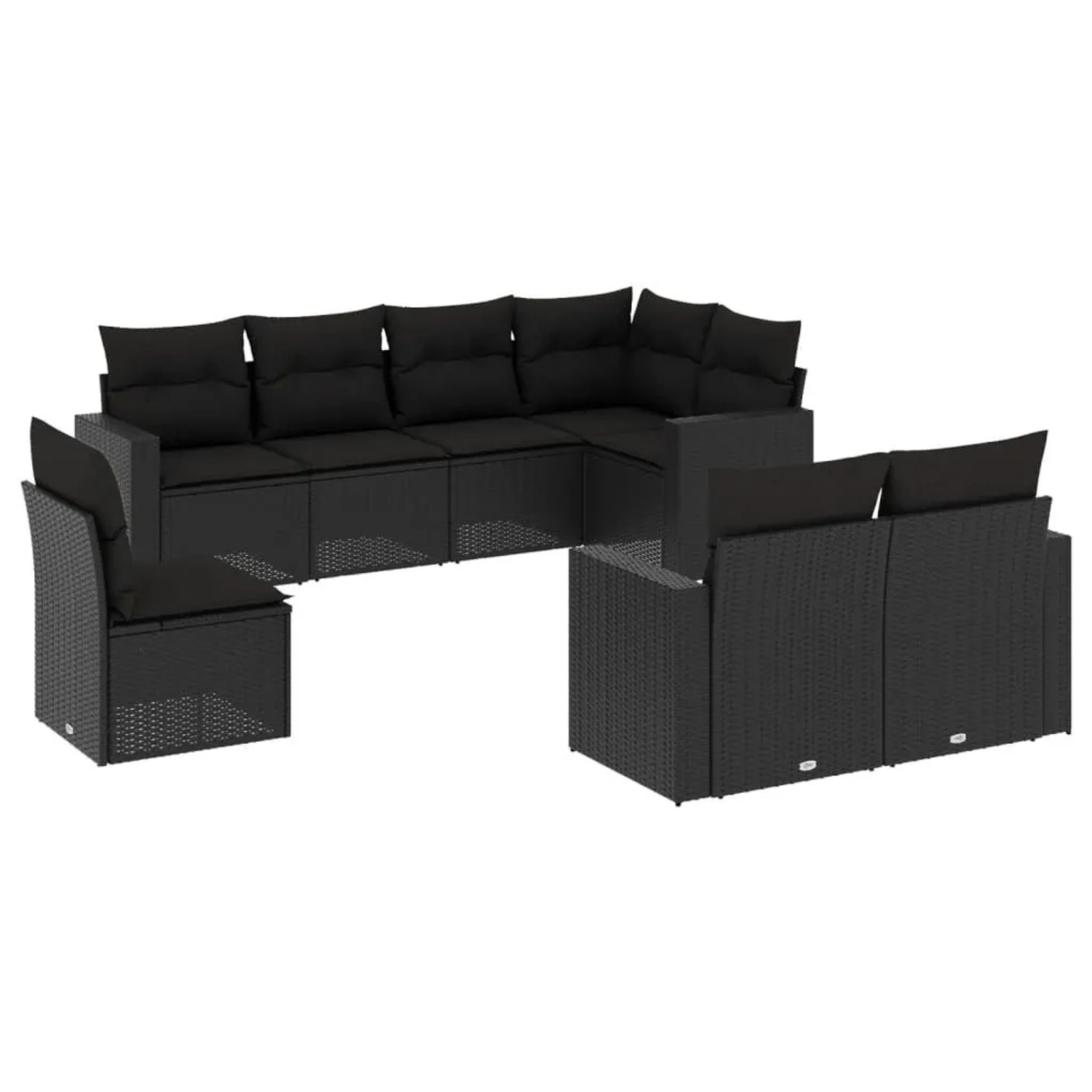vidaXL 8-Tlg Garten-Sofagarnitur mit Kissen Schwarz Poly Rattan 3251572