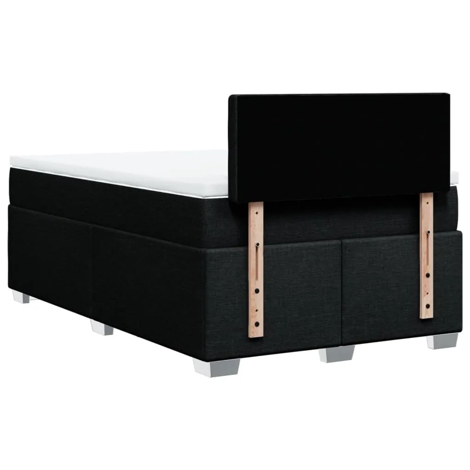 Schwarzes vidaXL Boxspringbett (120x200 cm) mit Matratze und Kopfteil.