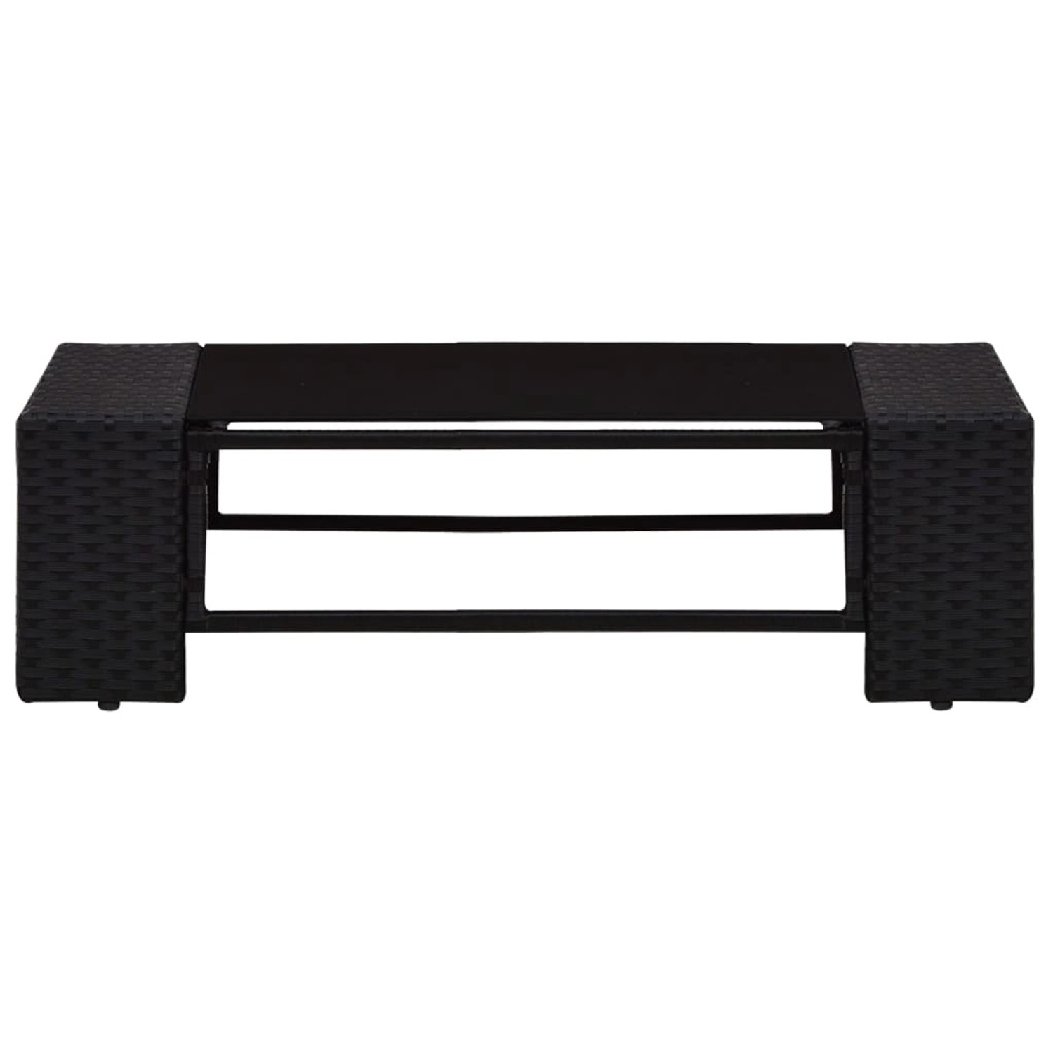 Schwarzer vidaXL Garten-Loungetisch aus Polyrattan, Teil eines 10-tlg. Sets.