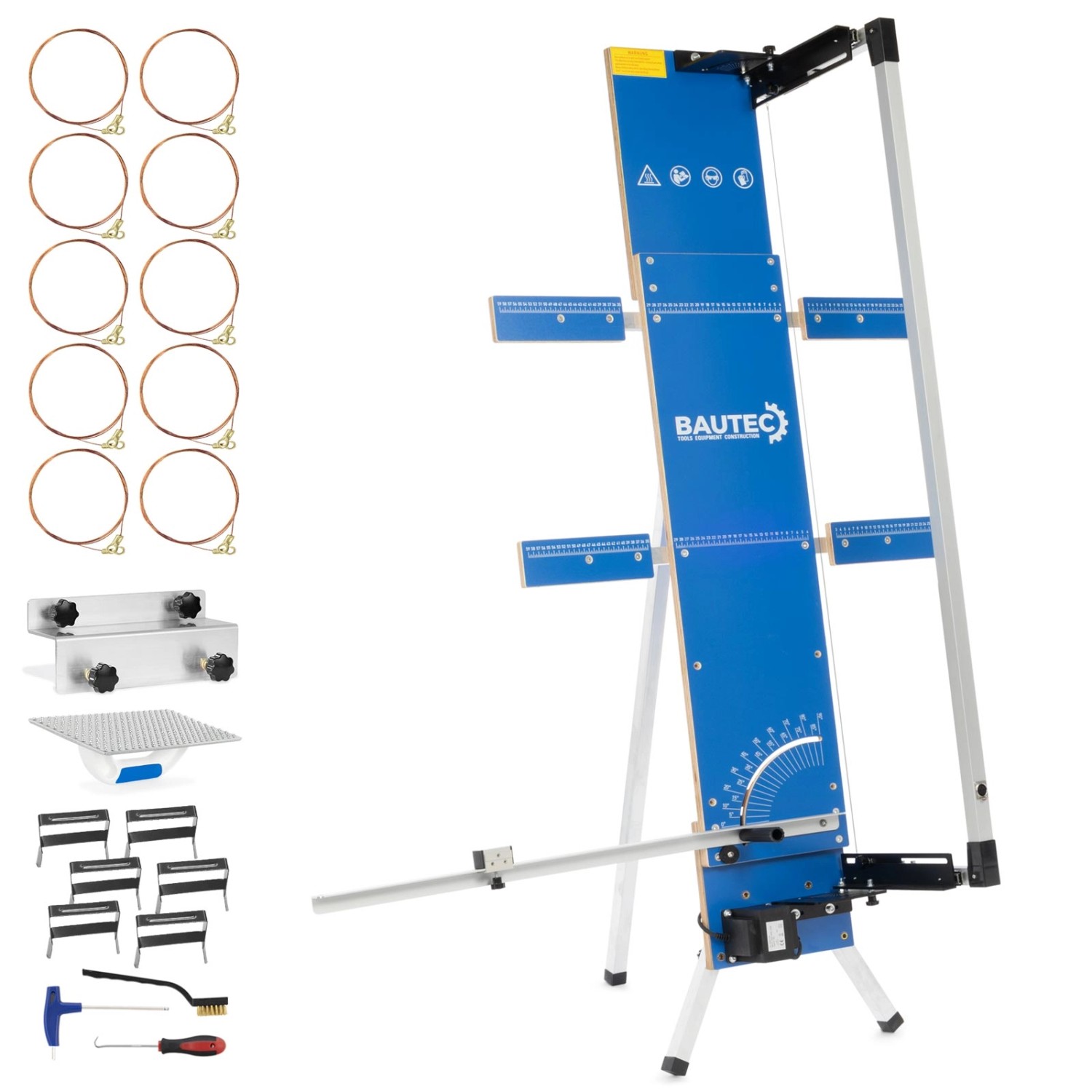 BAUTEC Styroporschneider GAZELLE 5 Heißdrahtschneider 200 W inkl. 10 Schneidedrähte Gerüsthalterung Schleifraspel