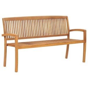 VidaXL 3-Sitzer Gartenbank aus Teakholz, stapelbar, 159 cm. Robuste Holzbank für Garten, Terrasse oder Balkon.