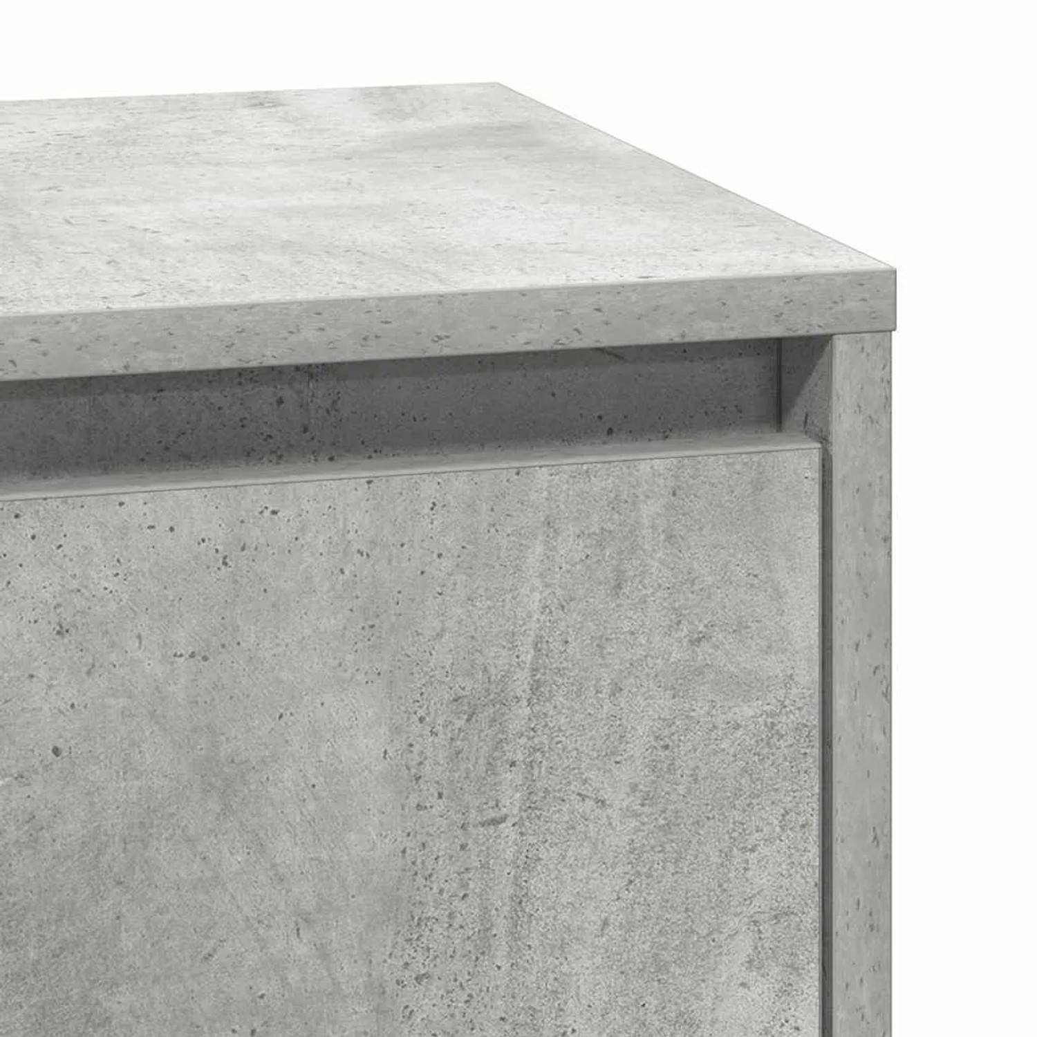 Detailansicht: Moderner, grauer Nachttisch von vidaXL im Beton-Look aus Holzwerkstoff.