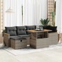 Graue 8-tlg. vidaXL Garten-Sofagarnitur aus Polyrattan mit Tisch, Kissen und Stauraum.