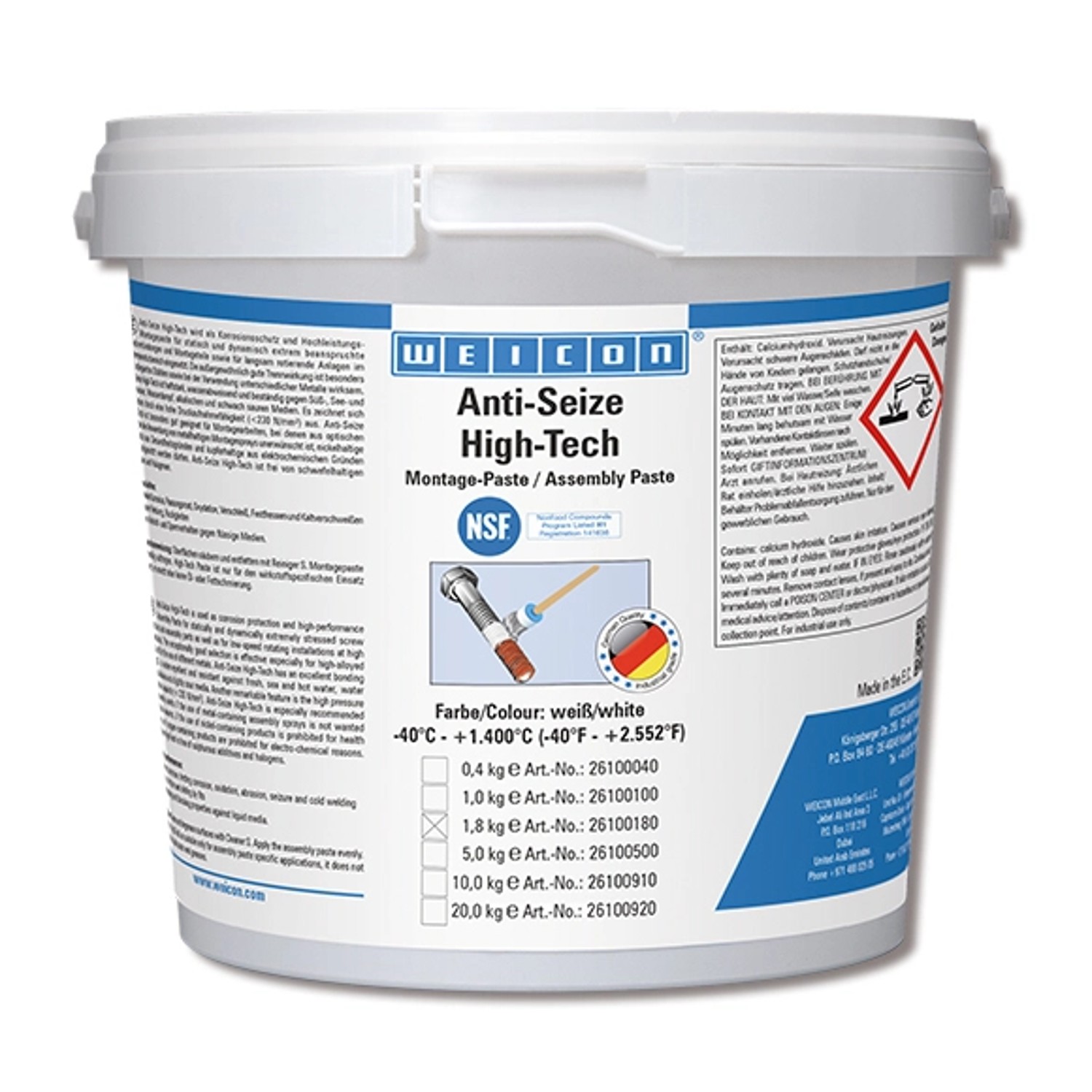 WEICON Anti-Seize ASW 1800 1,8 kg, High-Tech Montagepaste