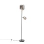 QAZQA Stehlampe Schwarz mit Gold mit Rauchglas 2 Lichter Zuzanna