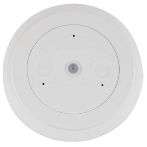 Weiße, flache REV LED-Rundleuchte IP44, Ø 22 cm, mit Bewegungssensor für Feuchträume, Wand- & Deckenmontage.