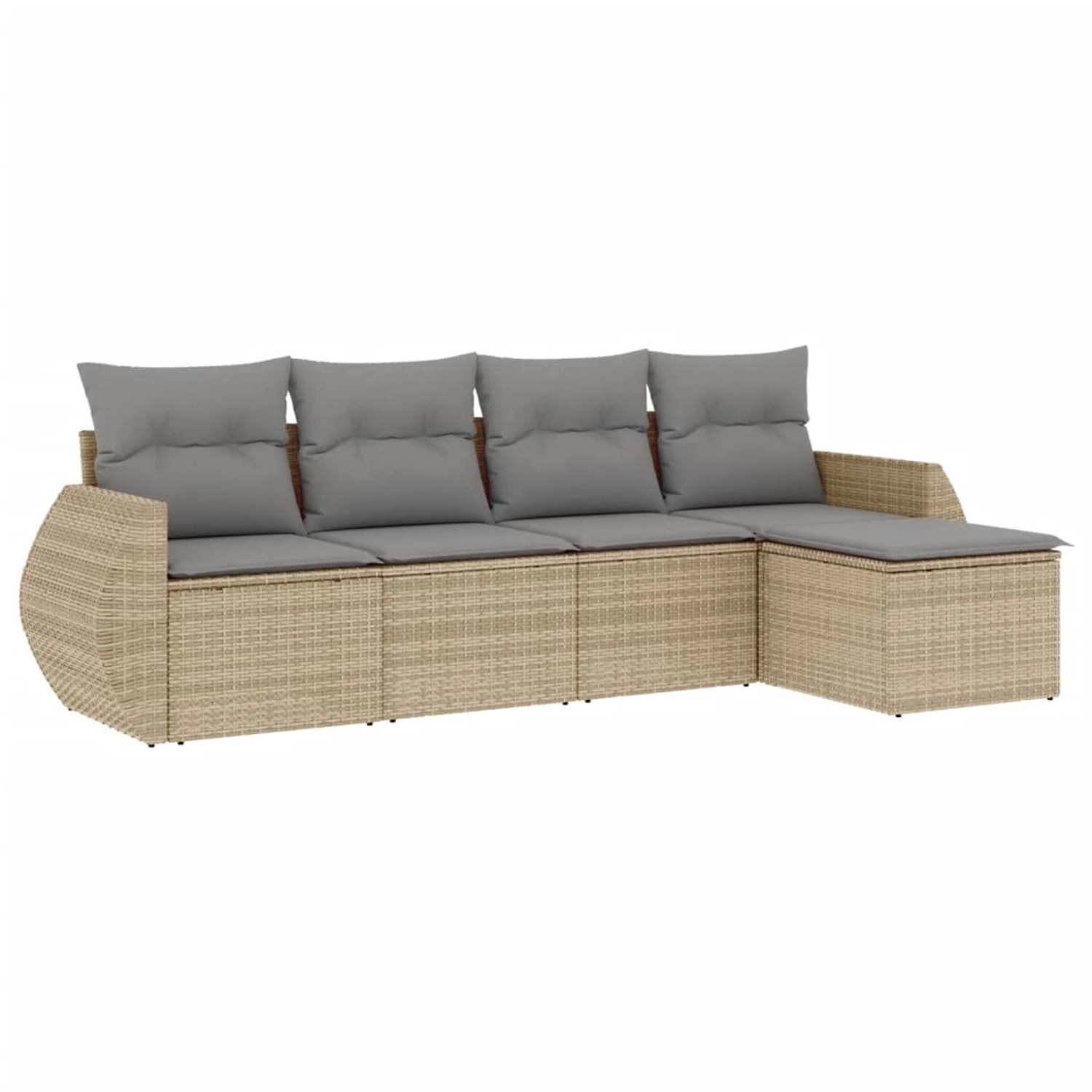 vidaXL 5-Tlg Garten-Sofagarnitur mit Kissen Beige Poly Rattan 3253626 günstig online kaufen