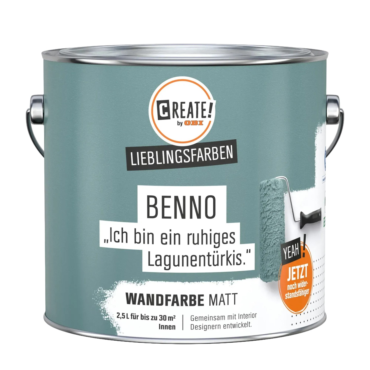 CREATE! by OBI Wandfarbe Lieblingsfarbe Benno Lagunentürkis Matt 2,5 l