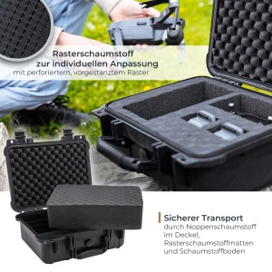 HMF ODK100 Outdoor-Fotokoffer Transportkoffer Rasterschaumstoff 34 x 29 x 15 cm