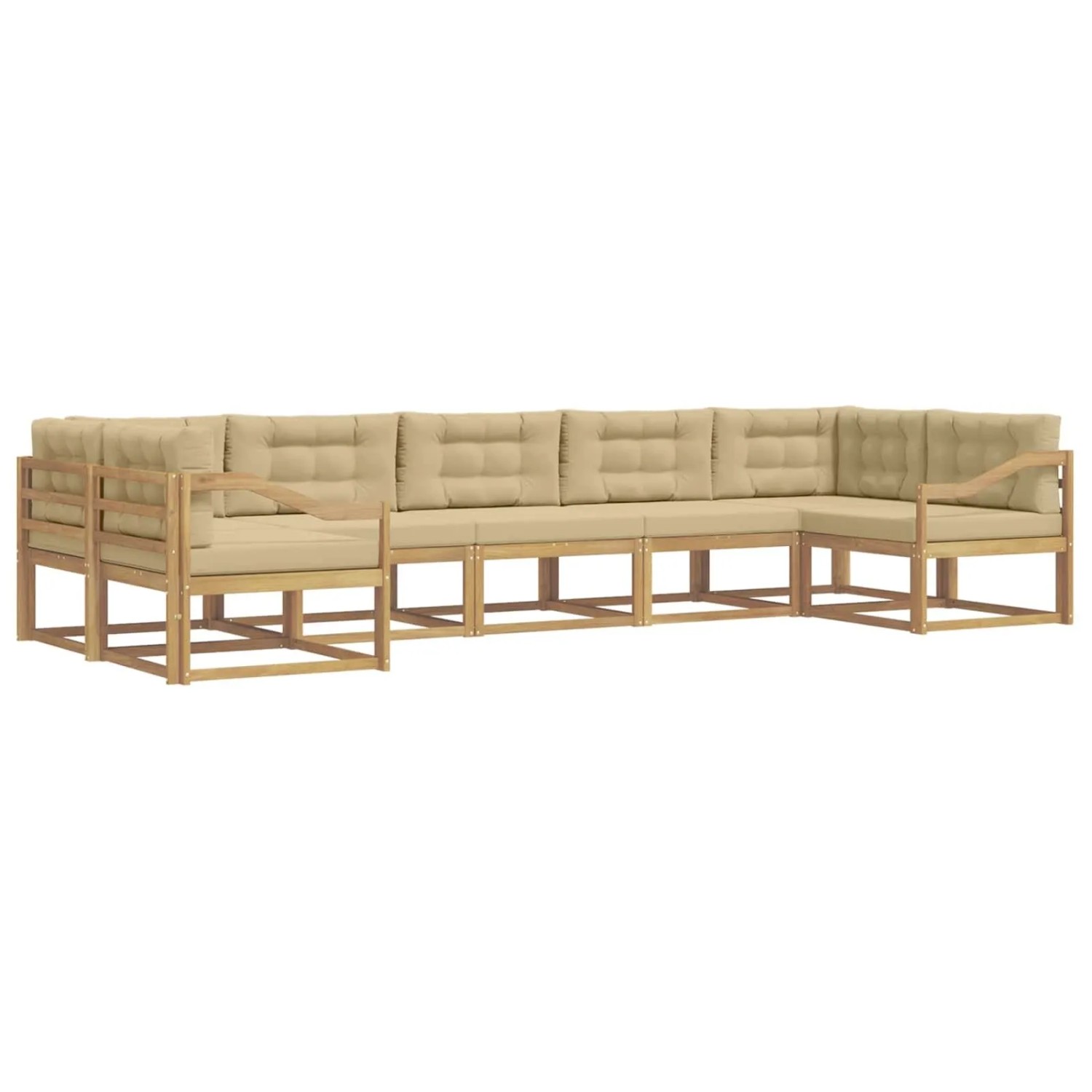 vidaXL Outdoor-Sofagarnitur mit Kissen 7 Stk Weiß und Beige 3386987