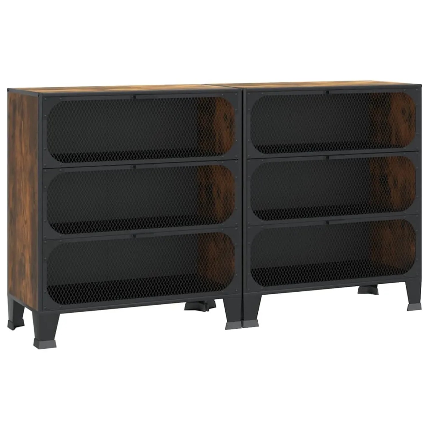vidaXL Lagerschränke 2 Stk Rustikal Braun 72x36x82 cm Metall und MDF