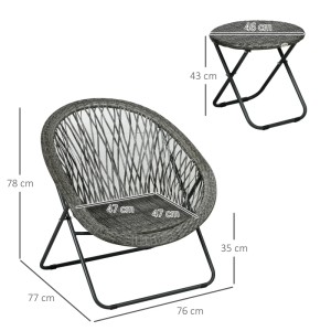 Outsunny Rattan Bistro Set, 3-teilig, grau. Gartenmöbel mit Tisch und Stühlen, klappbar.